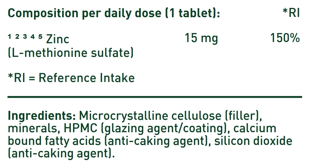 Zink-Methionine 15mg
